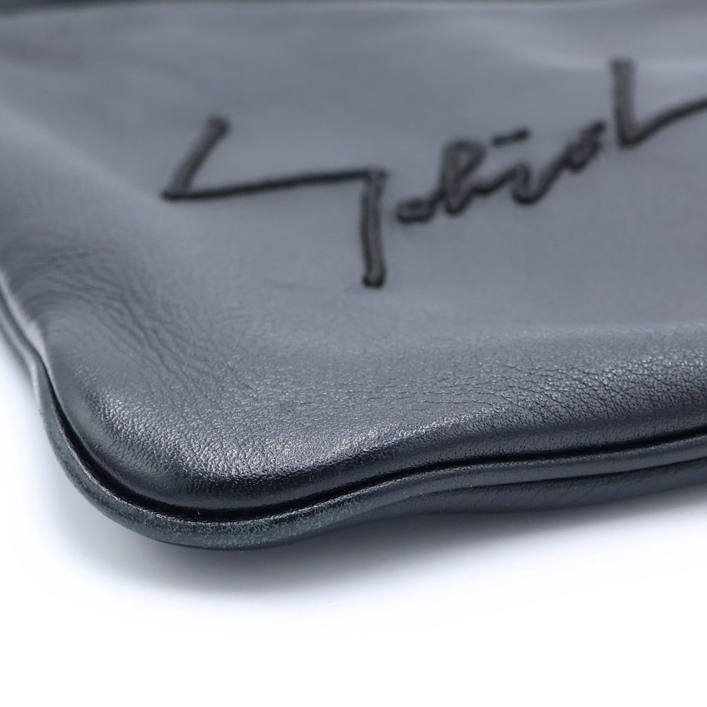 discord Yohji Yamamoto(ディスコード ヨウジヤマモト) SIGNATURE SACOCHE シグネチャーロゴ カウレザー サコッシュ ショルダーバッグ ブラック DA-I98-790
