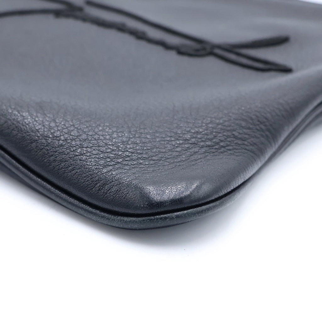 discord Yohji Yamamoto(ディスコード ヨウジヤマモト) SIGNATURE SACOCHE シグネチャーロゴ カウレザー サコッシュ ショルダーバッグ ブラック DA-I98-790