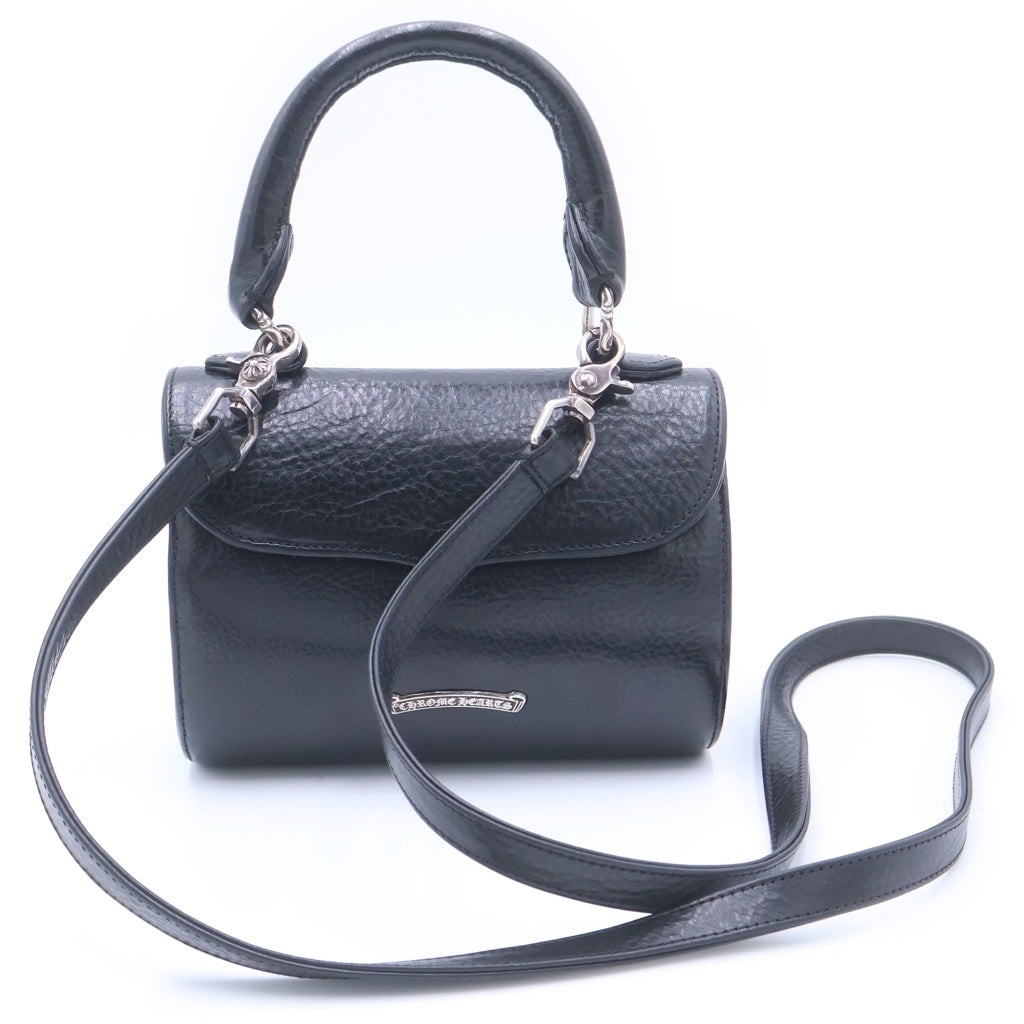 CHROME HEARTS(クロムハーツ) DOC ADAMS TINY BS FLR ドッグ アダムス BSフレアモチーフ 2Way レザー ショルダー ハンドバッグ ブラック/シルバー レディース