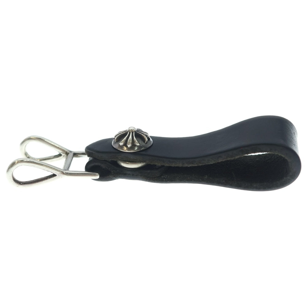 CHROME HEARTS(クロムハーツ) BELT LOOP クロスボールボタンレザーベルトループ シルバー/ブラック BCA397