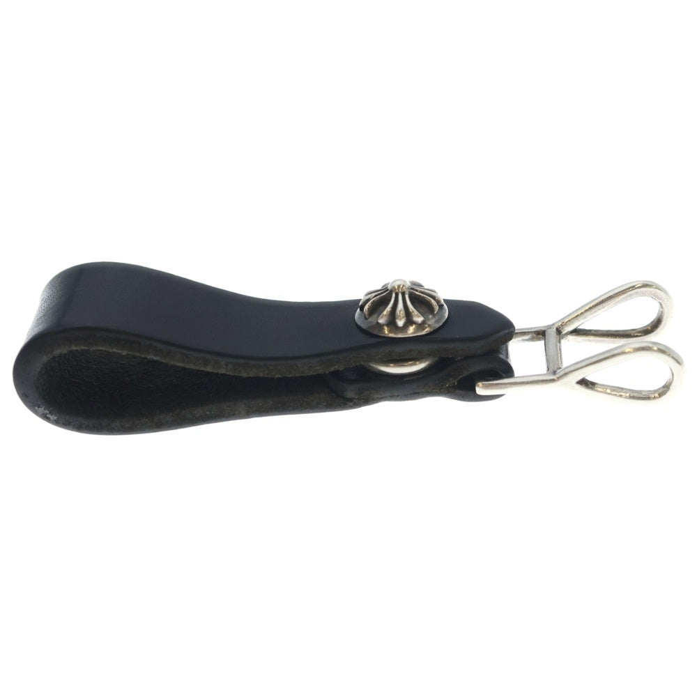 CHROME HEARTS(クロムハーツ) BELT LOOP クロスボールボタンレザーベルトループ シルバー/ブラック BCA397
