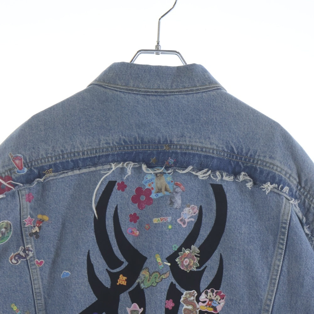 VETEMENTS(ヴェトモン) 18AW TRIBAL STICKER OVERSIZED DENIM JACKET トライバルステッカー オーバーサイズデニムジャケット インディゴ WAH19JA111