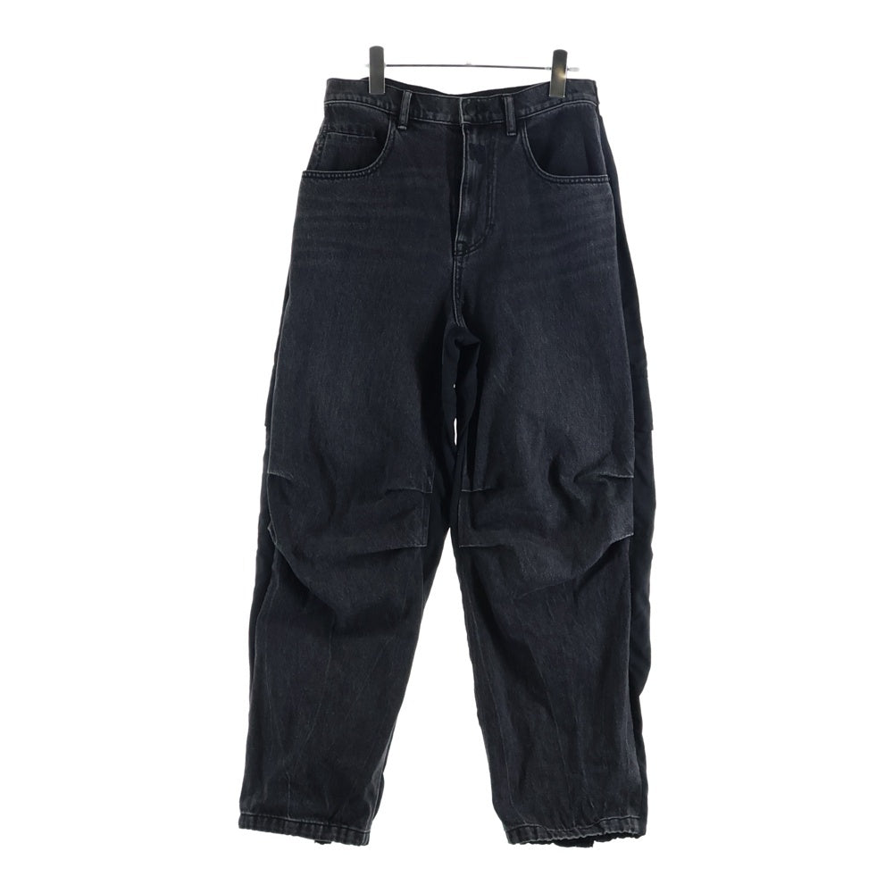 ALEXANDER WANG(アレキサンダーワン) デニムナイロンドッキング加工 ジョガーパンツ レディース ブラック