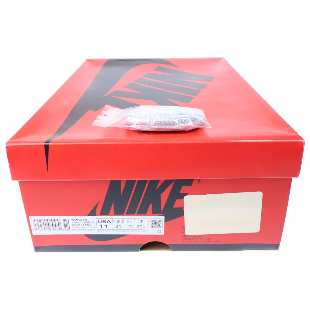 NIKE(ナイキ) WMNS AIR JORDAN 1 HIGH OG METALLIC SILVER 2021 ウィメンズ エアジョーダン 1 メタリック ハイカットスニーカー シルバー/ホワイト/ブラック US11/28cm CD0461-001
