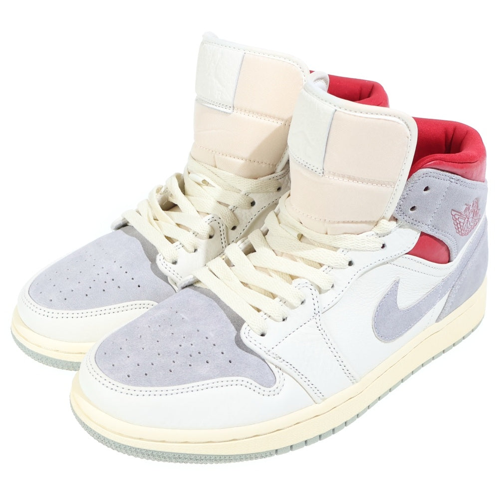 NIKE(ナイキ) AIR JORDAN 1 MID PREMIUM スニーカーズエンスタッフ ミッドカットスニーカー グレー/ホワイト/レッド US9.5/27.5cm CT3443-100