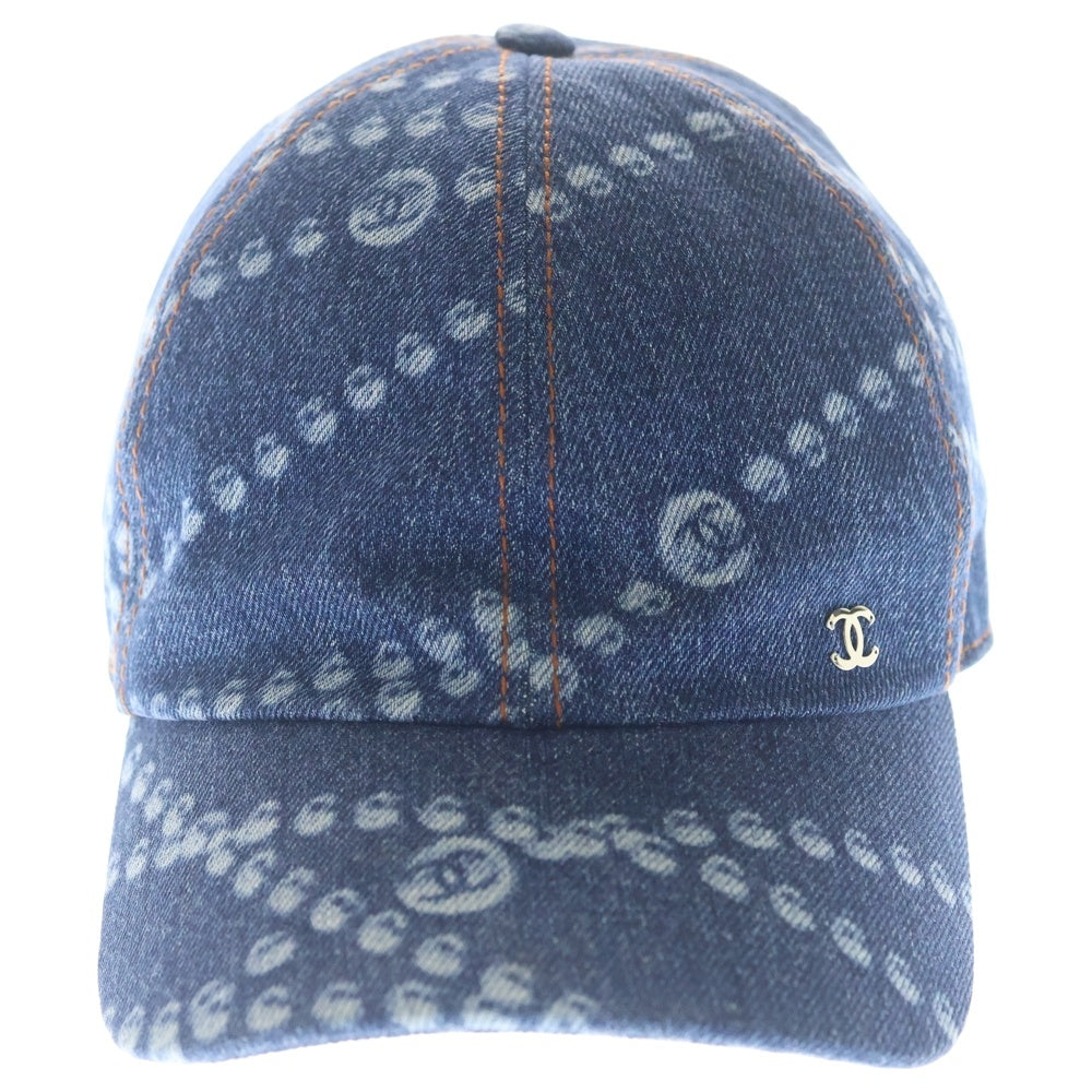 CHANEL(シャネル) 25SS パールプリント ココマークモチーフ 6パネル デニムキャップ インディゴ AAA830 B19536