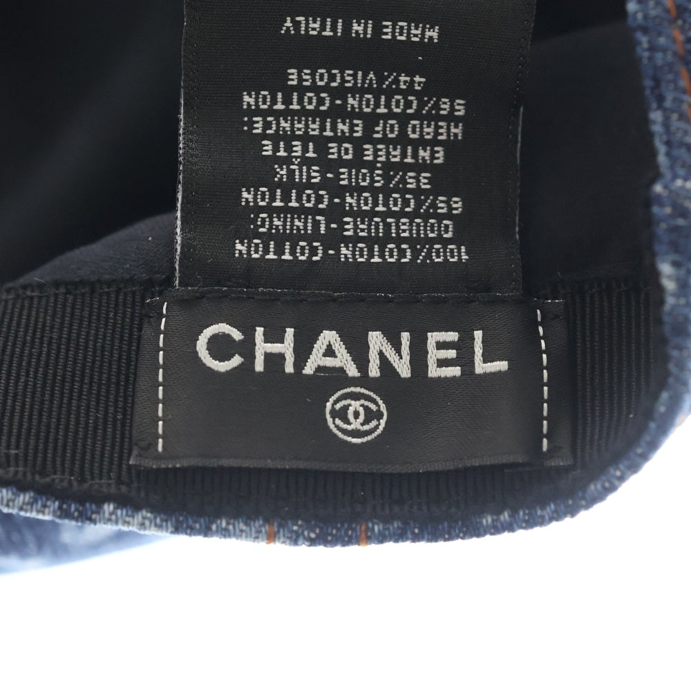 CHANEL(シャネル) 25SS パールプリント ココマークモチーフ 6パネル デニムキャップ インディゴ AAA830 B19536