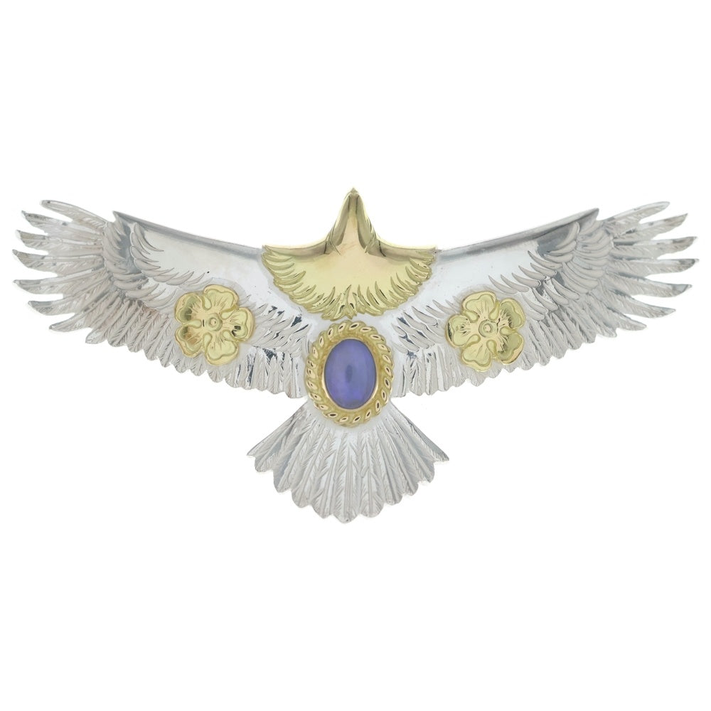 鷲見太郎(ワシミタロウ) EAGLE K18 925 RAINBOW TOPAZ HIBISUKASMETAL イーグル レインボートパーズ ハイビスカスメタル付き ペンダント シルバー/ゴールド Taw4241E3TGSV