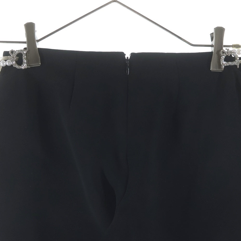 DSQUARED2(ディースクエアード) サイドロゴストーンデザイン バックジップ フレアスラックスパンツ ブラック S72KA1237 レディース