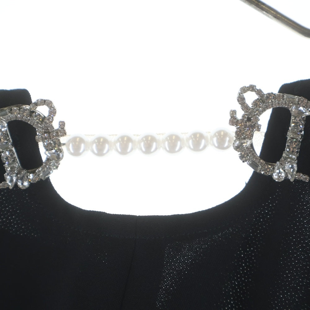 DSQUARED2(ディースクエアード) サイドロゴストーンデザイン バックジップ フレアスラックスパンツ ブラック S72KA1237 レディース