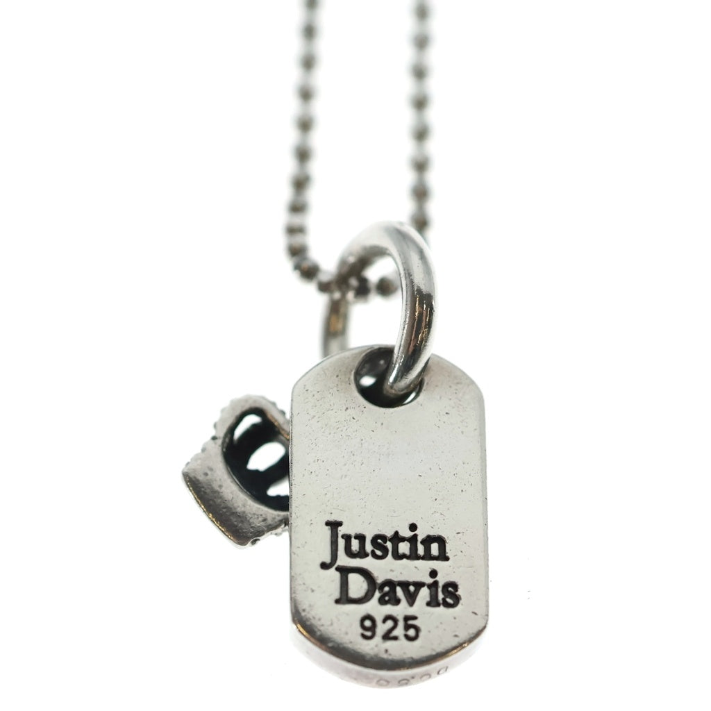 Justin Davis(ジャスティンデイヴィス) DIAMOND DOG TAG WITH CROWN NECKLACE ダイヤモンドドッグタグ クラウンモチーフ ネックレス シルバー SNJ162