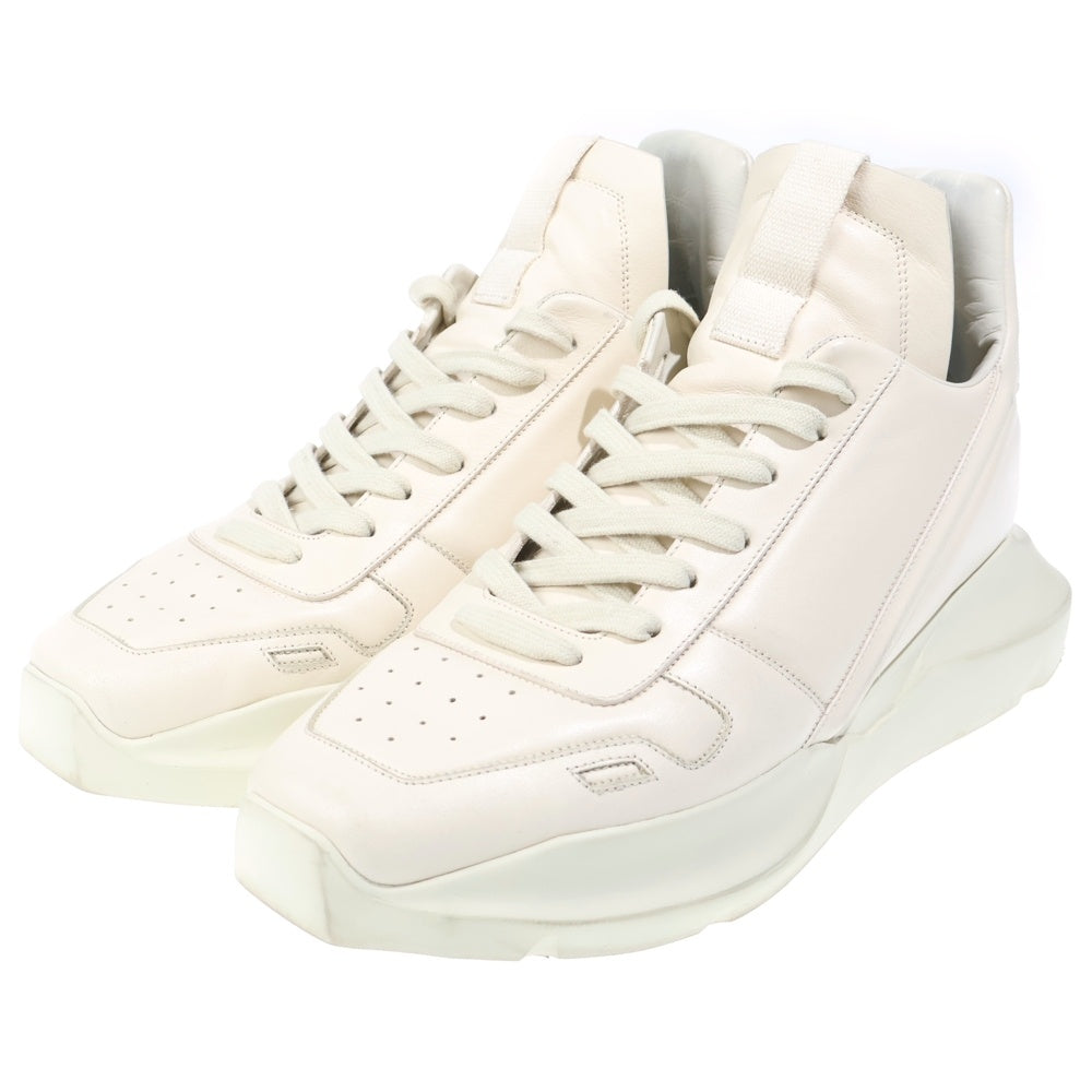 Rick Owens(リックオウエンス) GETH RUNNER ゲスランナー ハイトップ レザー ハイカットスニーカー ホワイト RU02D6814