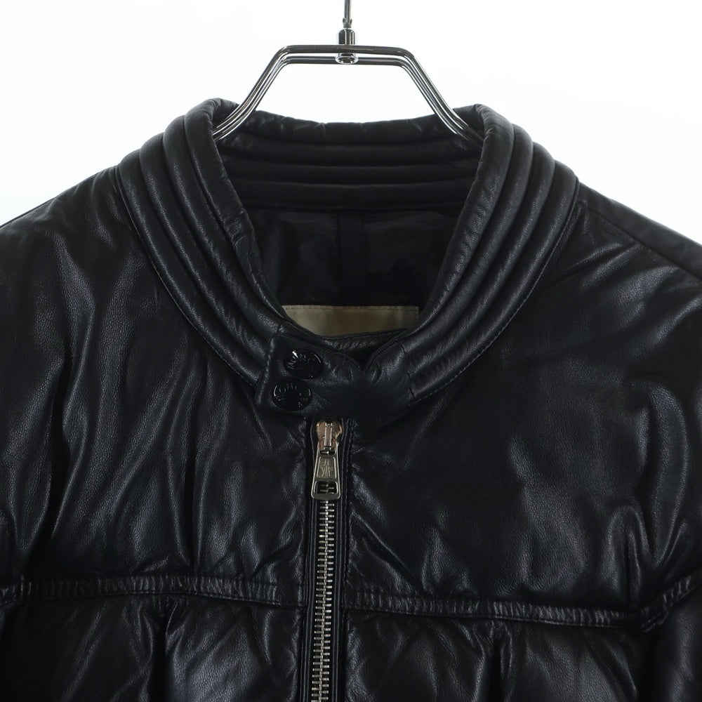 MONCLER(モンクレール) 16AW CHARENTE GIUBBOTTO シャラント ナイロン レザー ジップアップ スタンドカラー ダウンジャケット ブラック B20914037005 50116