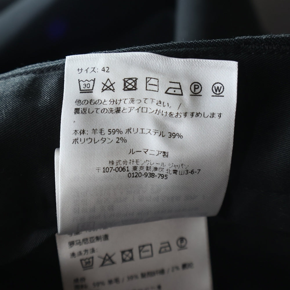 MONCLER(モンクレール) 24SS PANTALONE SPORTIVO パンタローネ スポルティーボ 2タック ボタンフライ ウール ポリエステル スラックスパンツ ブラック J109P2A00005 57695