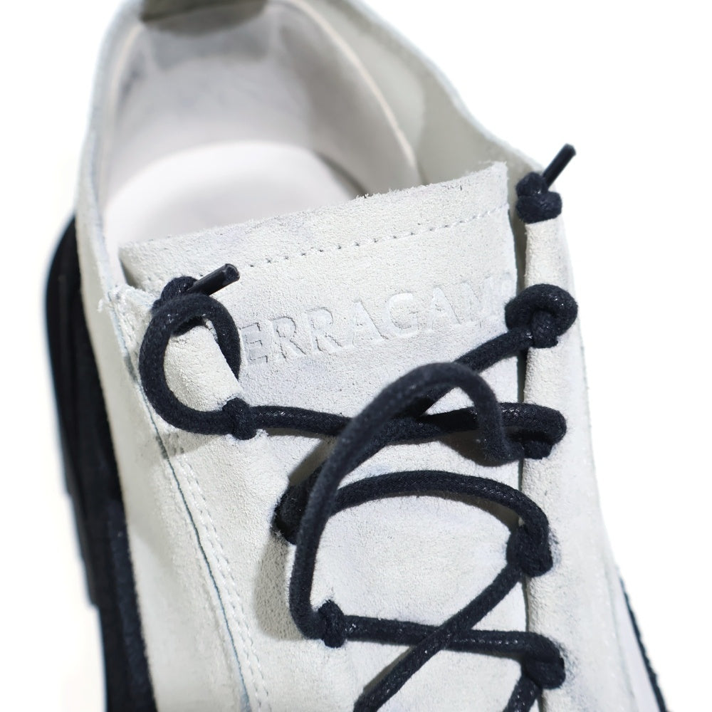 FERRAGAMO(フェラガモ) 23SS Low Combat Boot スエードレザーローカットブーツ ホワイト/ブラック