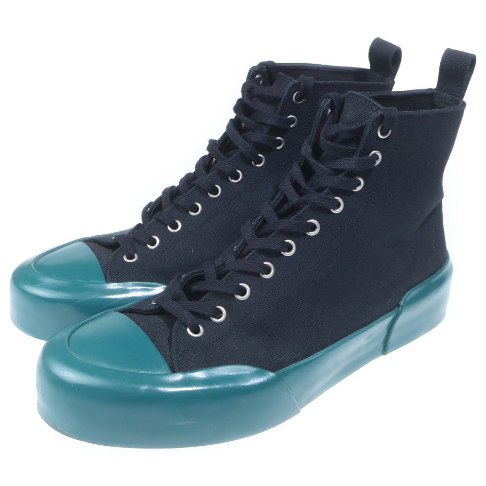 JIL SANDER(ジルサンダー) レースアップ キャンバスハイカットスニーカー ブラック/グリーン J32WS0035