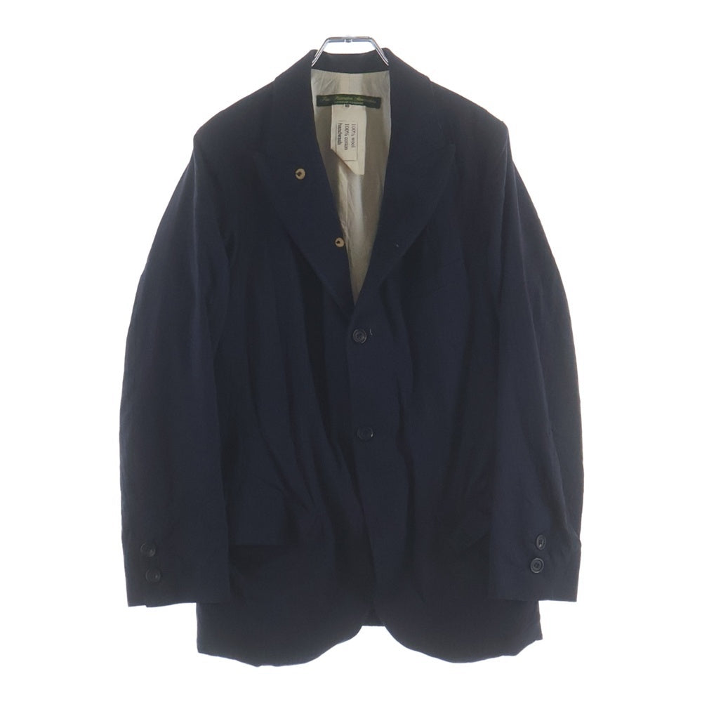 Paul Harnden(ポールハーデン) Mens Blazer ストライプ ウール ピークドラペル スタンドカラー サイドベント 4B テーラードジャケット ブレザー ネイビー