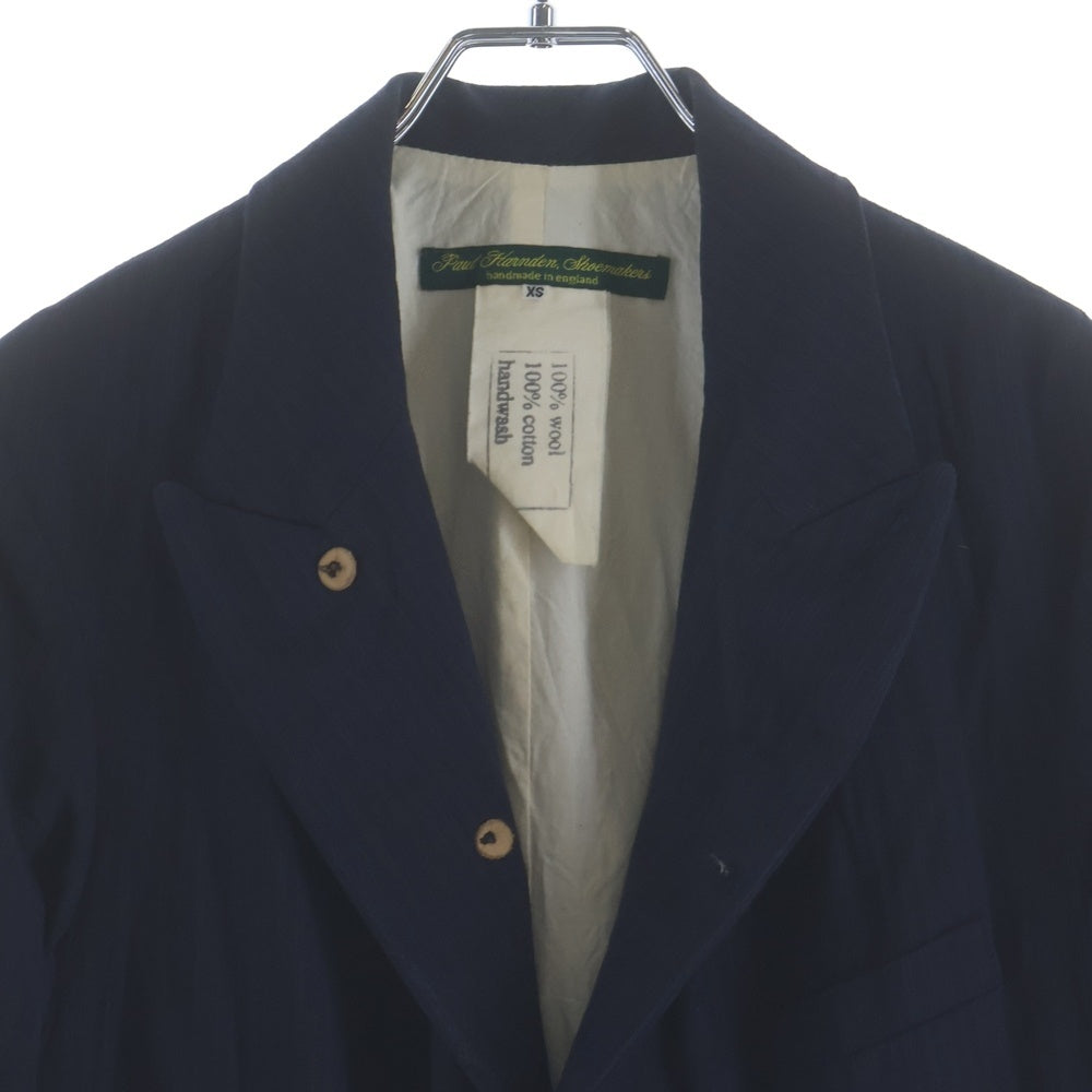 Paul Harnden ポールハーデン Mens Blazer ストライプ ウール ピークドラペル スタンドカラー サイドベント 4B テーラードジャケット ブレザー ネイビー Paul Harnden(ポールハーデン) Mens Blazer ストライプ ウール