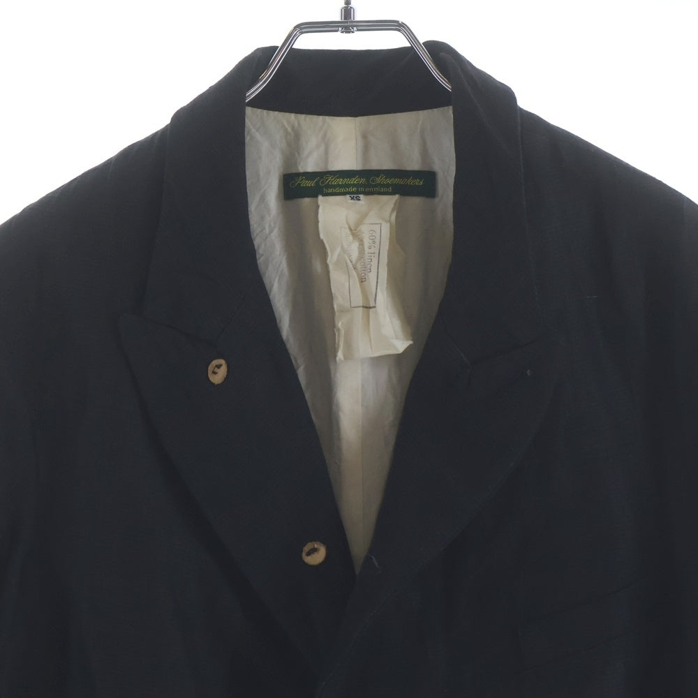 Paul Harnden(ポールハーデン) Mens Blazer ウールリネン ピークドラペル スタンドカラー ノーベント 4B テーラードジャケット ブレザー ダークグレー