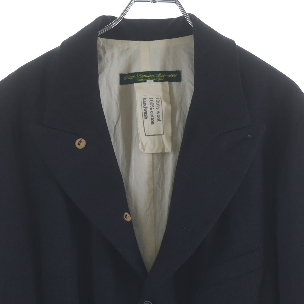 Paul Harnden(ポールハーデン) Mens Blazer ストライプ リネン ピークドラペル スタンドカラー ノーベント 4B テーラードジャケット ブレザー グレー/ブラック