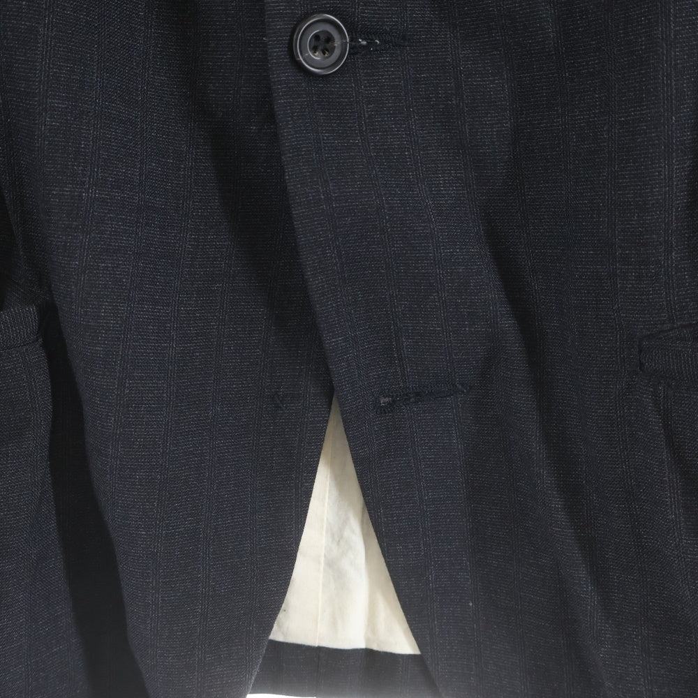 Paul Harnden(ポールハーデン) Mens Blazer ストライプ リネン ピークドラペル スタンドカラー ノーベント 4B テーラードジャケット ブレザー グレー/ブラック