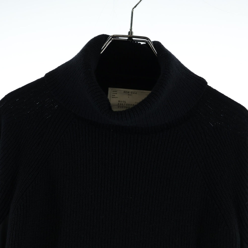 Sacai(サカイ) タートルネックニット 切替 シャツワンピース レディース ブラック SCW-044