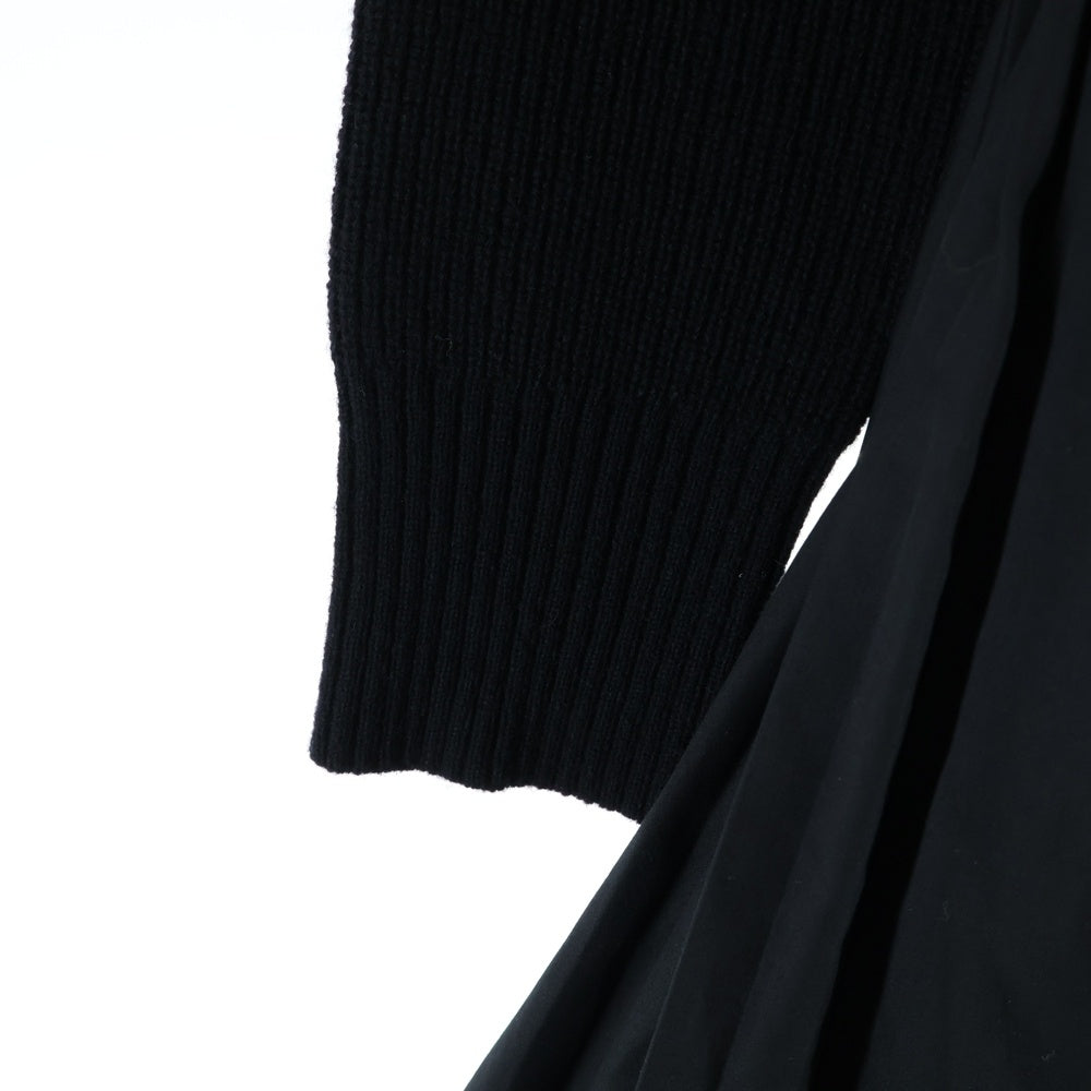 Sacai(サカイ) タートルネックニット 切替 シャツワンピース レディース ブラック SCW-044
