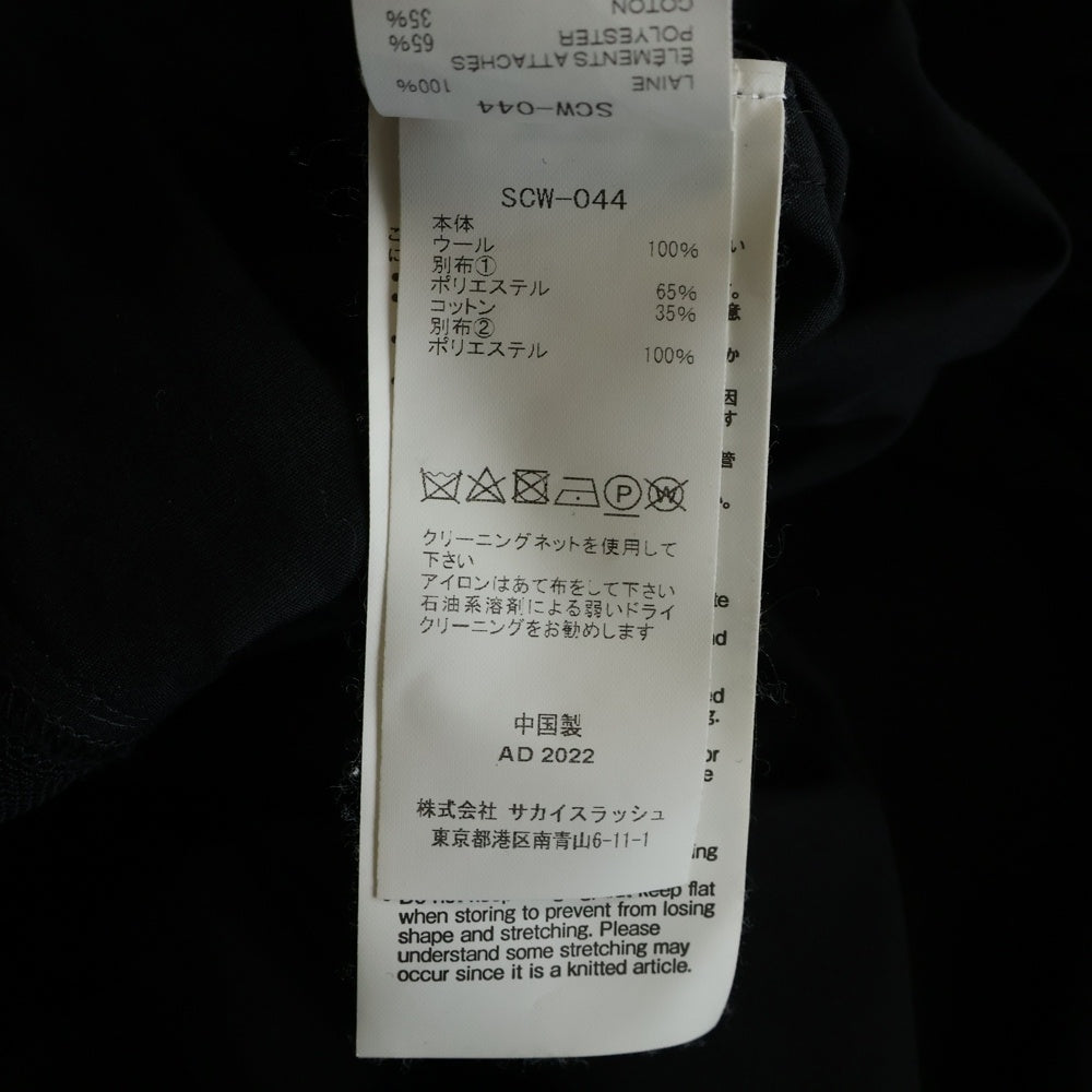 Sacai(サカイ) タートルネックニット 切替 シャツワンピース レディース ブラック SCW-044