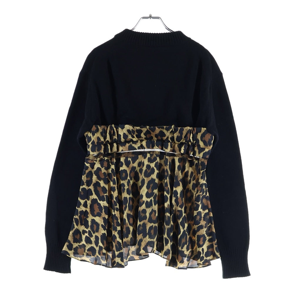 Sacai(サカイ) 22SS Leopard Print Knit Pullover レオパードプリント プルオーバーニット レディース ブラック/ブラウン 22-06354