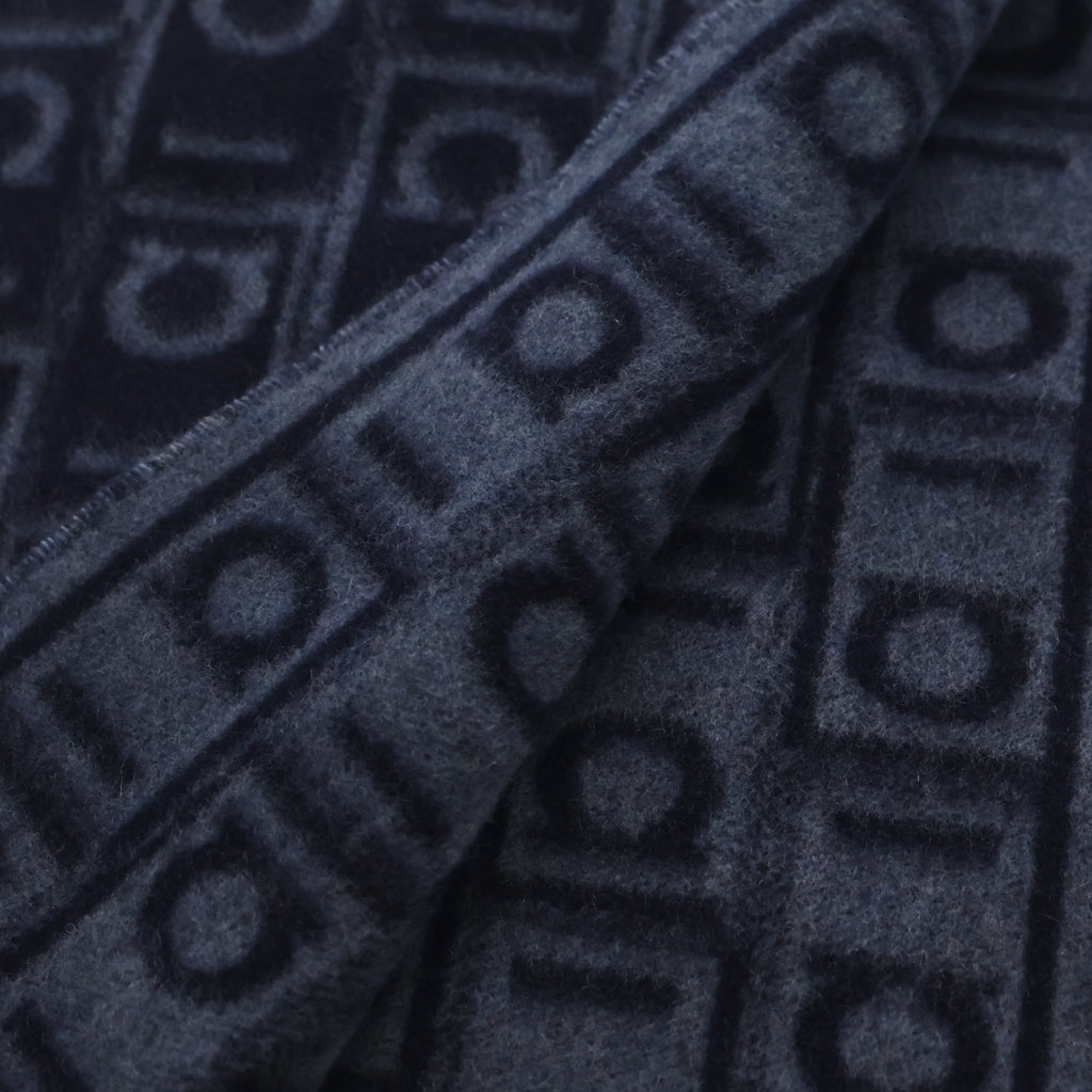Salvatore Ferragamo(サルヴァトーレ フェラガモ) Monogram Scarf モノグラム 総柄 ウール混 フリンジマフラー ストール ネイビー 779247 レディース