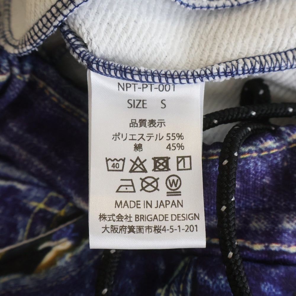 TALKING ABOUT THE ABSTRACTION(トーキング アバウト ザ アブストラクション) PRINT STARIGHT PT ヴィンテージデニム転写プリント ポリコットン イージーパンツ インディゴ NPT-PT-001