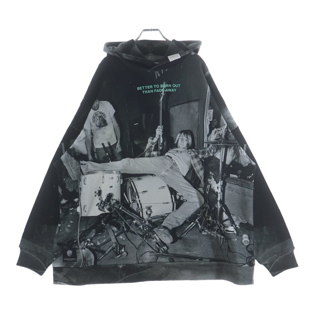 TALKING ABOUT THE ABSTRACTION(トーキング アバウト ザ アブストラクション) CHALES PHOTO PARKA A フォトプリント オーバーサイズ スウェット プルオーバーパーカー ブラック SS-PPK-001A