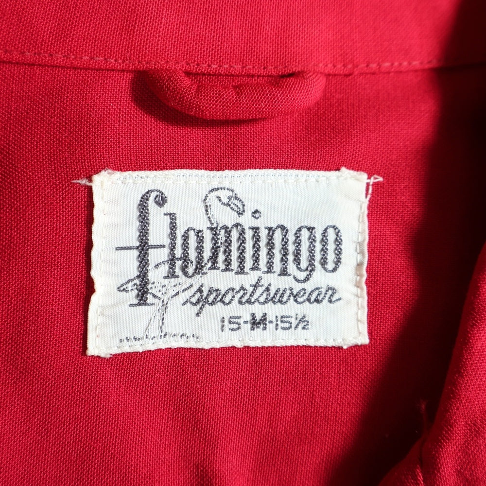 VINTAGE(ヴィンテージ) 50S VINTAGE FLAMINGO SPORTSWEAR フラミンゴスポーツウェア ヴィンテージ レーヨンギャバ 長袖シャツ レッド