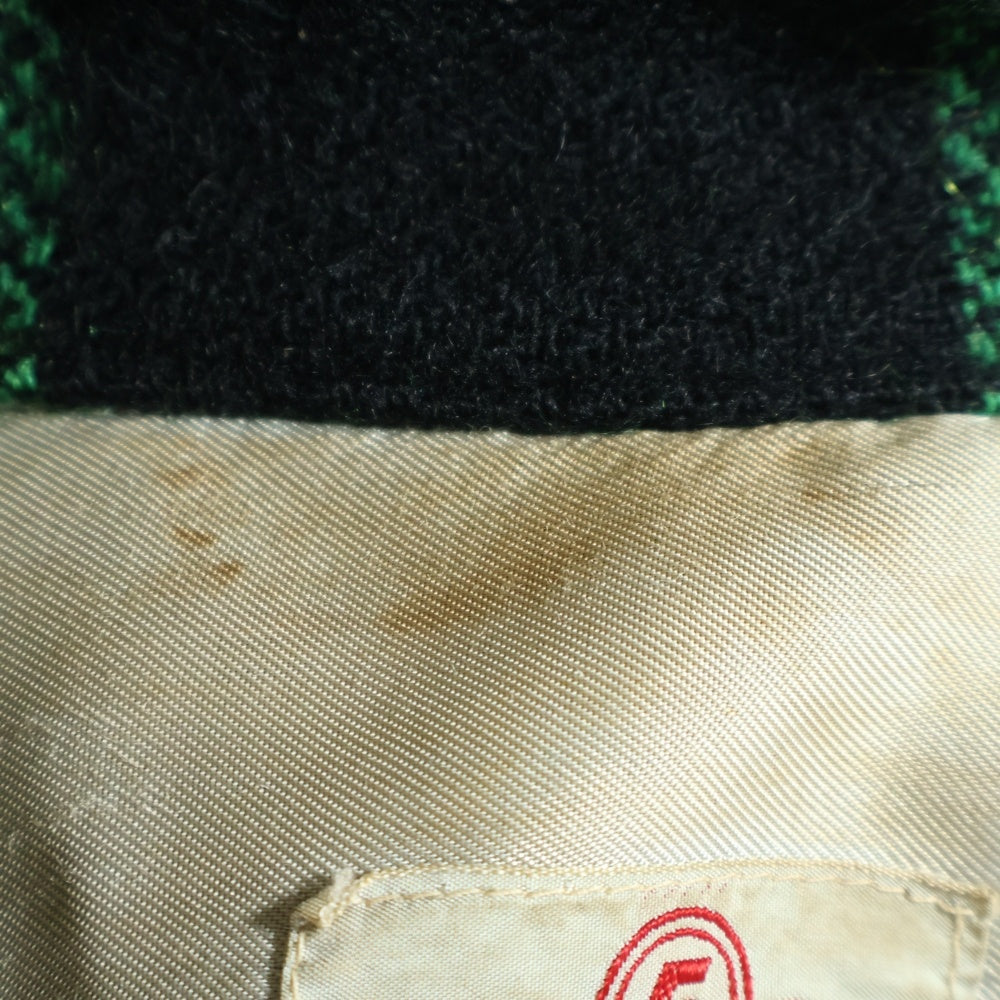 VINTAGE(ヴィンテージ) 60S 5 BROTHER ファイブブラザーズ ヒゲタロン ウール チェック ジップアップジャケット グリーン