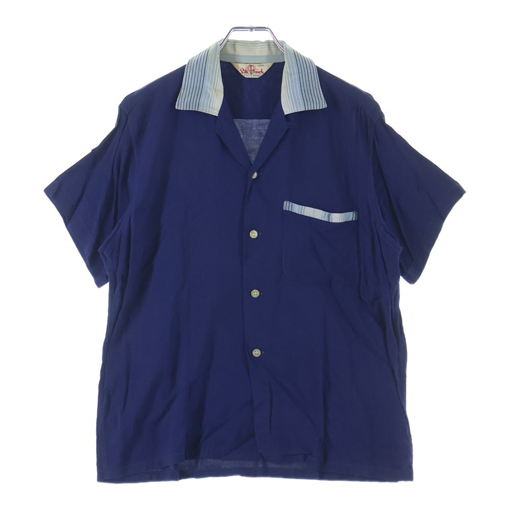 VINTAGE(ヴィンテージ) 50S VINTAGE SILKN'TOUCH ヴィンテージ シルクタッチ レーヨン オープンカラー半袖シャツ ブルー