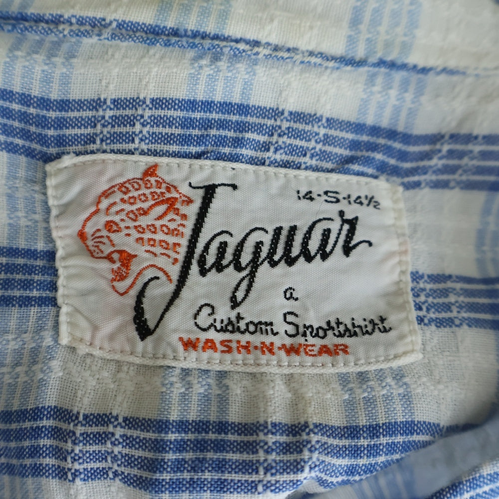 VINTAGE(ヴィンテージ) 60S VINTAGE JAGUAR ヴィンテージ ジャグアー ギンガムチェック オープンカラー長袖シャツ ブルー