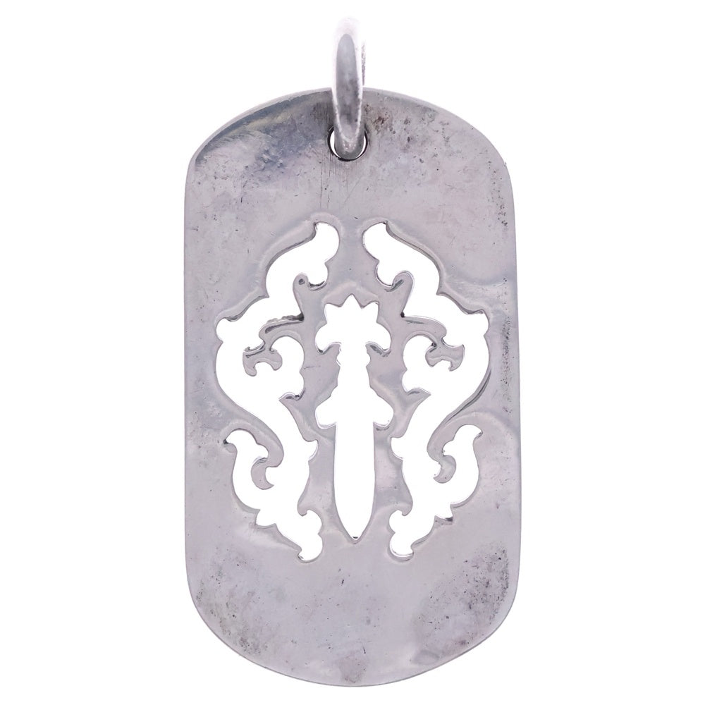CHROME HEARTS(クロムハーツ) OLD D TAG LRG DAGGER ヴァインダガーカットアウトドッグタグ ラージ ペンダントトップ シルバー BCA240