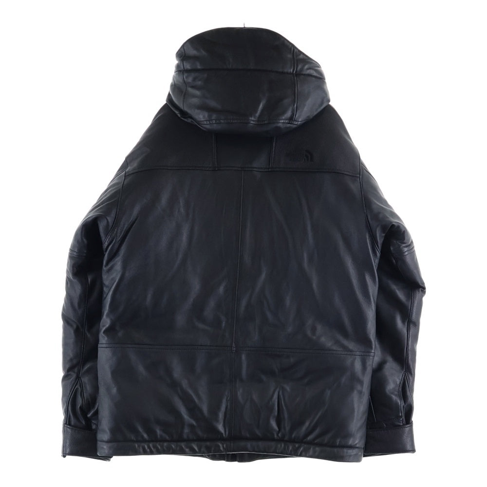 THE NORTH FACE PURPLE LABEL(ノースフェイスパープルレーベル) MOUNTAIN DOWN LEATHER JACKET マウンテン レザー フーデッドダウンジャケット ブラック ND2868N