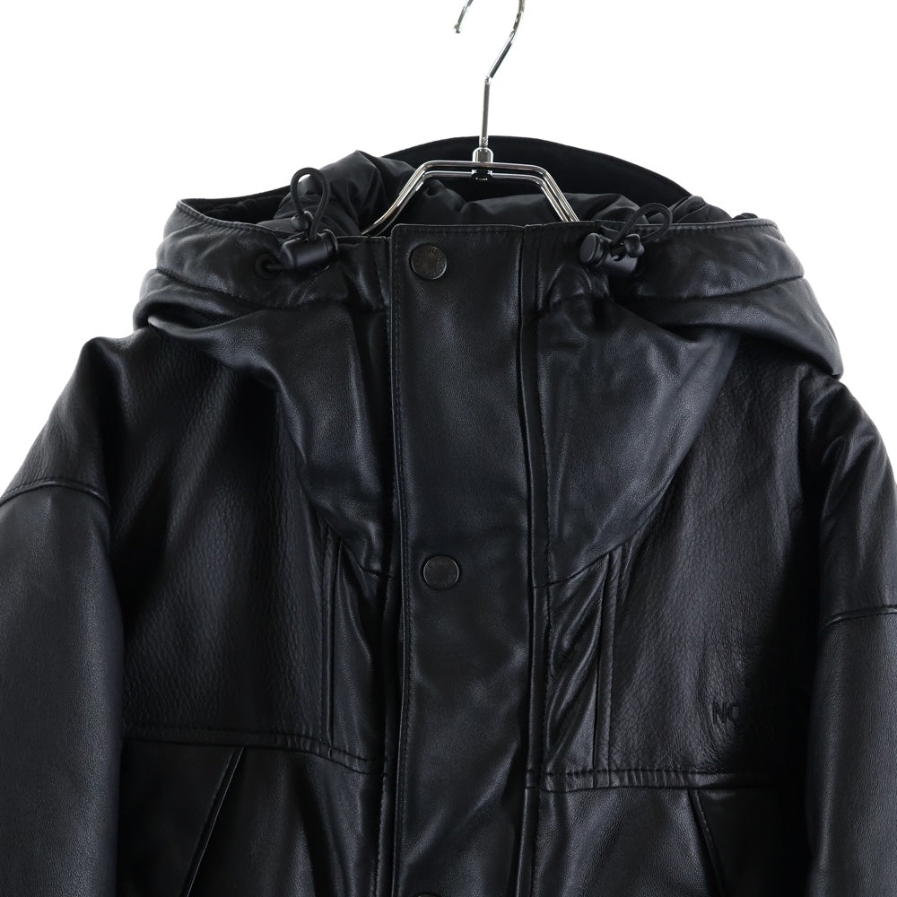 THE NORTH FACE PURPLE LABEL(ノースフェイスパープルレーベル) MOUNTAIN DOWN LEATHER JACKET マウンテン レザー フーデッドダウンジャケット ブラック ND2868N