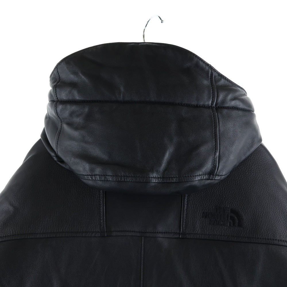 THE NORTH FACE PURPLE LABEL(ノースフェイスパープルレーベル) MOUNTAIN DOWN LEATHER JACKET マウンテン レザー フーデッドダウンジャケット ブラック ND2868N