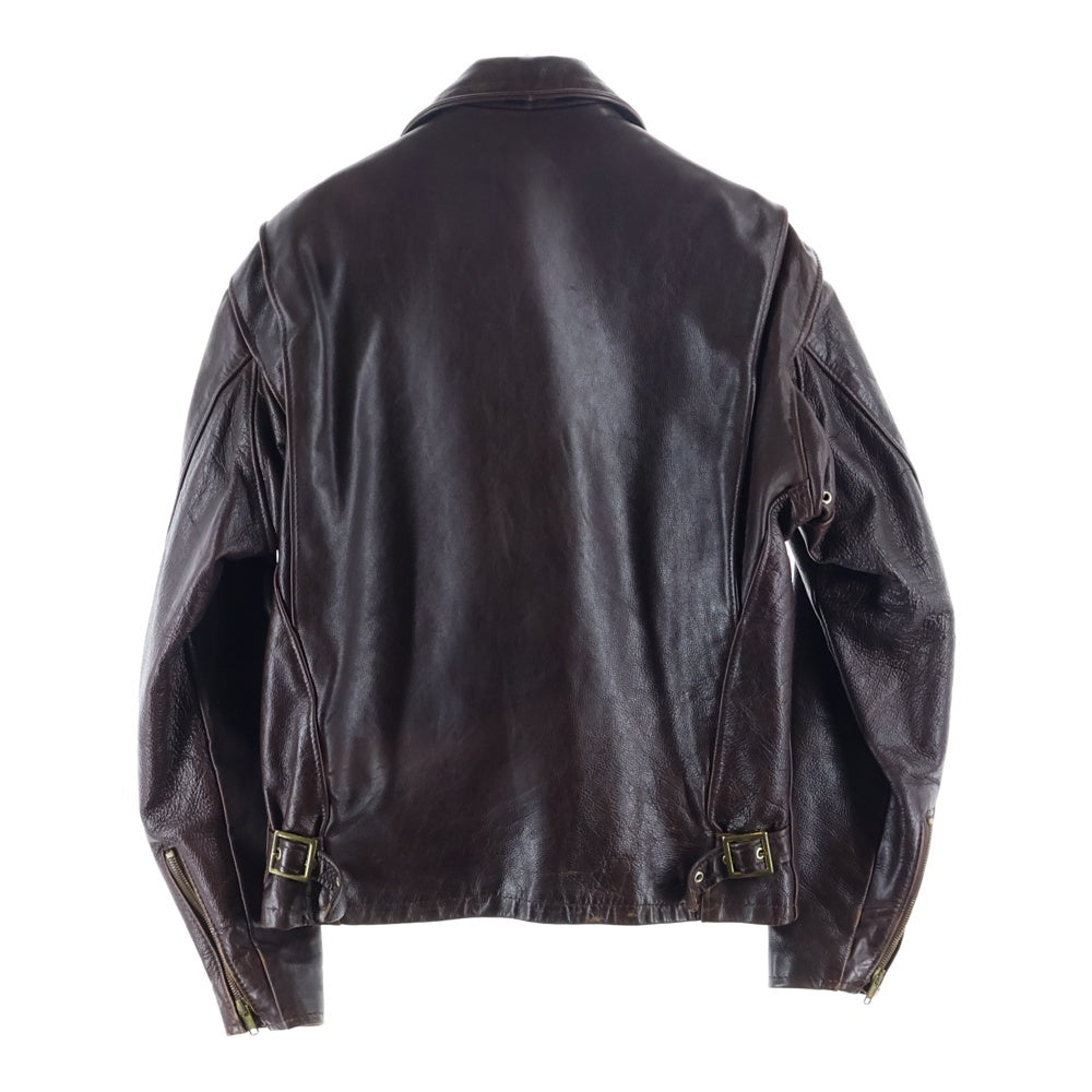SCHOTT(ショット) 80S VINTAGE 642VS ヴィンテージ 茶タグ ボアライナー付き ステアハイド ジップアップ レザー シングルライダース ジャケット ブラウン