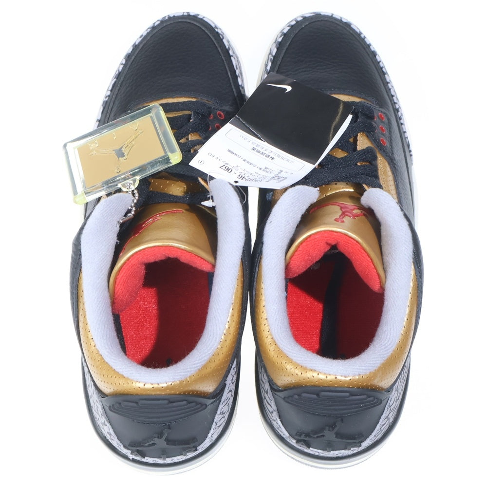 NIKE(ナイキ) WMNS AIR JORDAN 3 RETRO ウィメンズ エアジョーダン3 レトロ ハイカットスニーカー ブラック/ゴールド US12/29cm CK9246-067