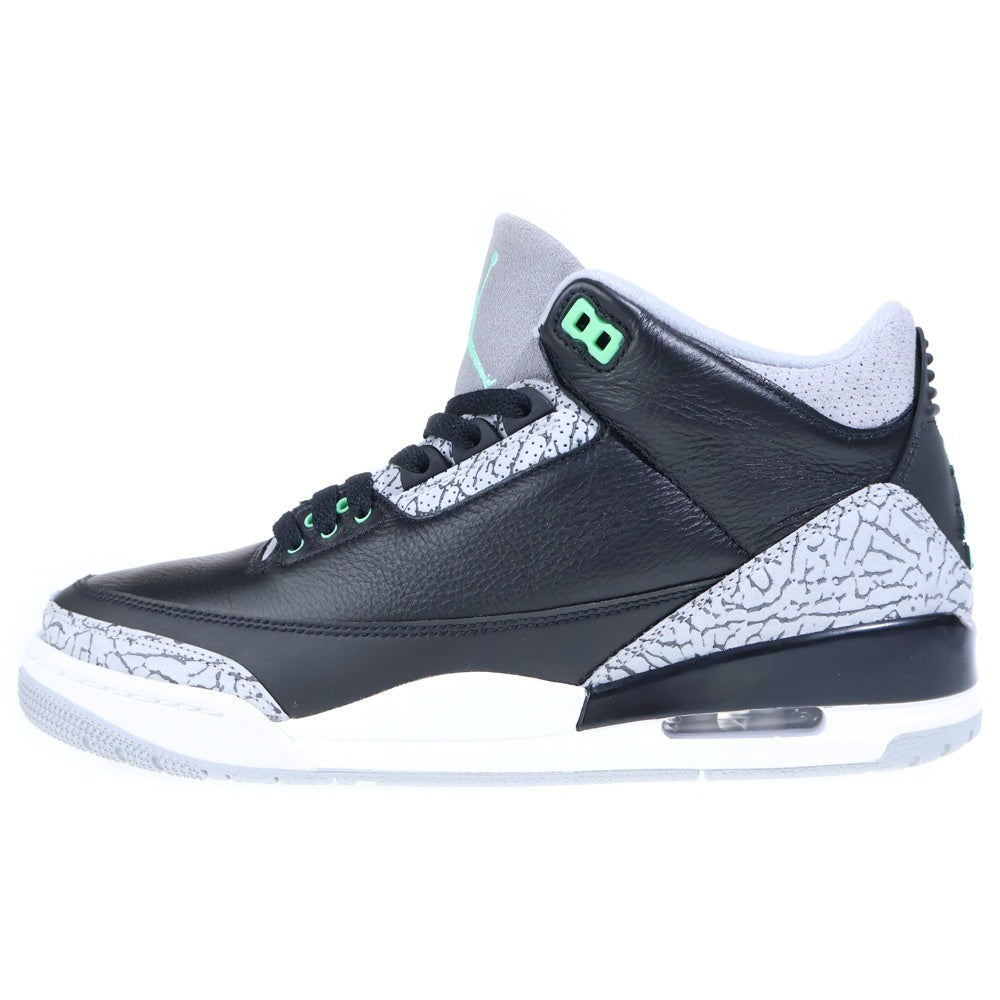 NIKE(ナイキ) AIR JORDAN 3 RETRO GREEN GLOW エアジョーダン3 レトロ グリーングロー ハイカットスニーカー ブラック/グレー US10.5/28.5cm CT8532-031