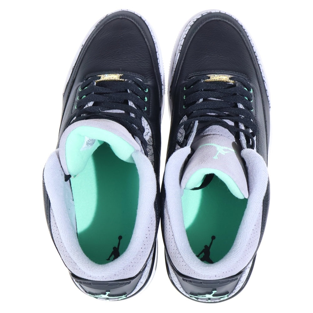 NIKE(ナイキ) AIR JORDAN 3 RETRO GREEN GLOW エアジョーダン3 レトロ グリーングロー ハイカットスニーカー ブラック/グレー US10.5/28.5cm CT8532-031
