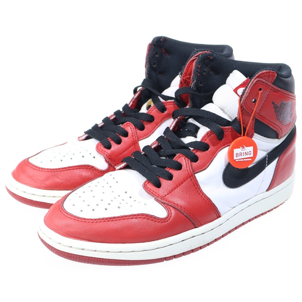 NIKE(ナイキ) 【鑑賞用 2015年製】 AIR JORDAN1 RETRO HIGH エアジョーダン1 シカゴ ハイカットスニーカー レッド/ホワイト US9/27cm 555088-101