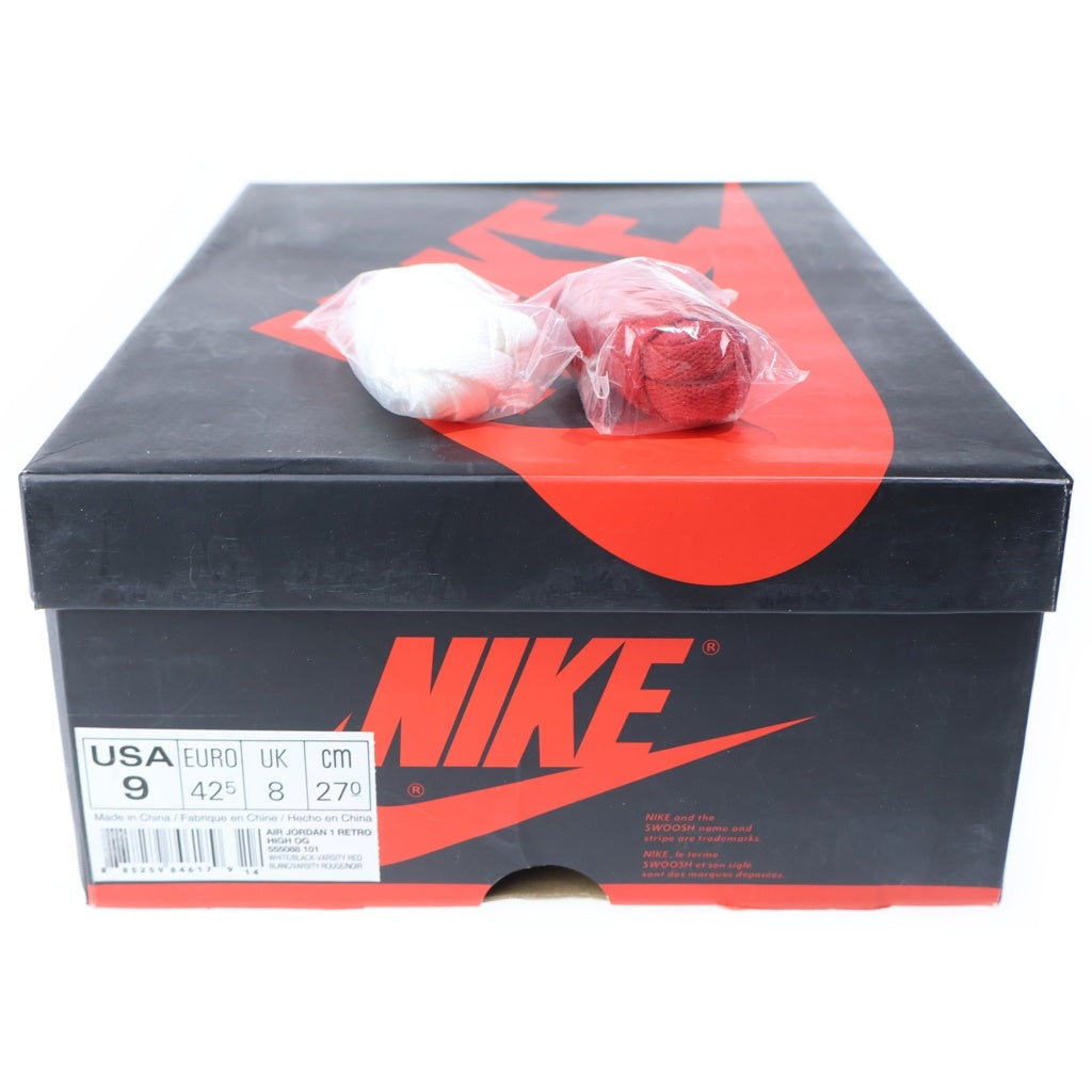 NIKE(ナイキ) 【鑑賞用 2015年製】 AIR JORDAN1 RETRO HIGH エアジョーダン1 シカゴ ハイカットスニーカー レッド/ホワイト US9/27cm 555088-101