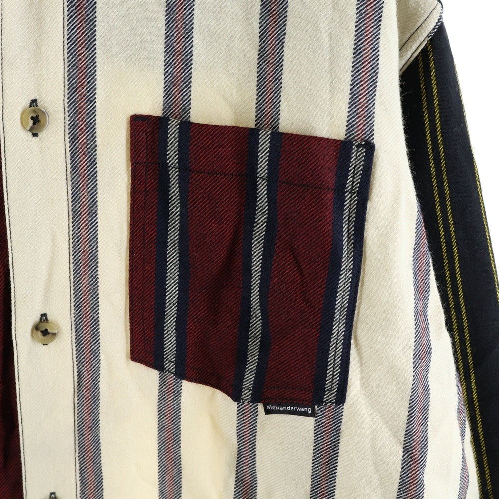 ALEXANDER WANG(アレキサンダーワン) LOCHARRON WOOL SHIRT ロキャロン ウール ボタンダウン フーデッド シャツ ジャケット マルチ