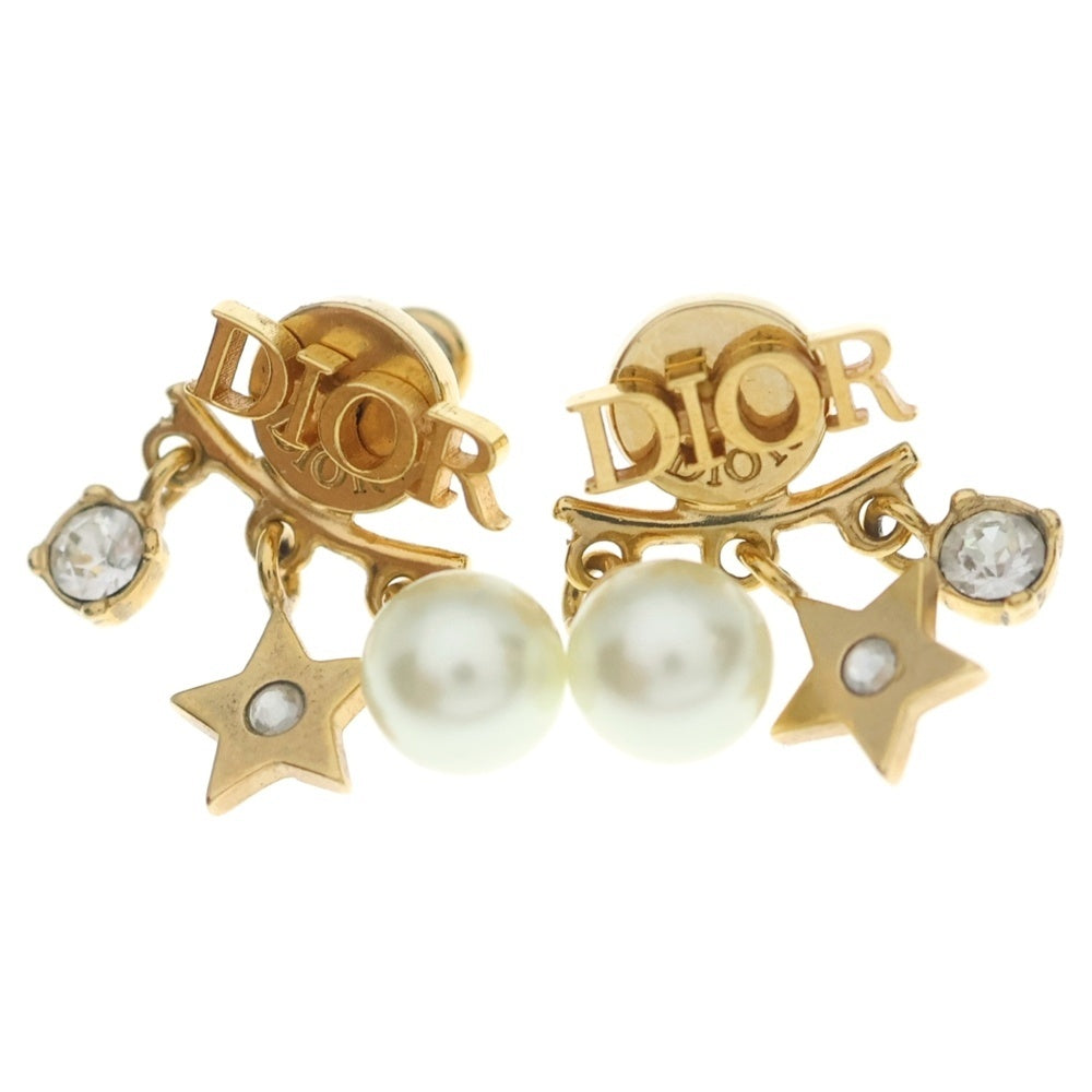 DIOR(ディオール) EVOLUTION フェイクパール ラインストーン エボリューション ロゴピアス ゴールド GP レディース