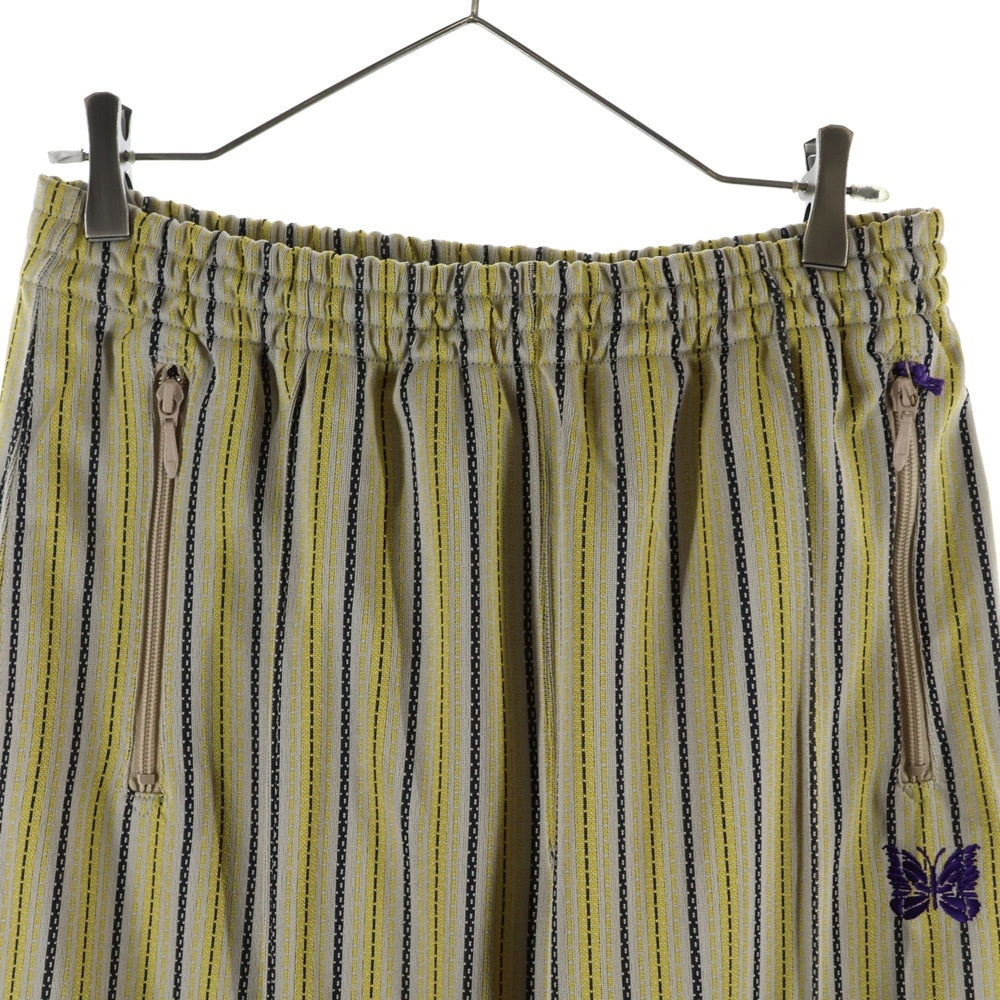 Needles(ニードルス) TRACK PANT POLY JQ ポリ ストライプ トラックパンツ グレー/イエロー MR283
