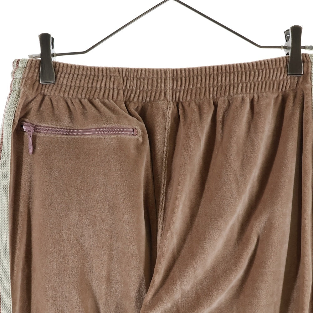 Needles(ニードルス) 23SS NARROW TRACK PANTS ロゴ刺繍 ナロー ベロア トラックパンツ ブラウン MR293